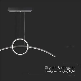 LED Csillár zsinóron LED/30W/230V 4000K 88 cm fekete