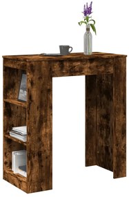 füstös tölgy szerelt fa bárasztal tárolókkal 95 x 47 x 103,5 cm