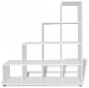 Fehér lépcsős könyvespolc/vitrines polc 142 cm