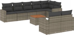 vidaXL 9 részes szürke polyrattan kerti ülőgarnitúra párnákkal