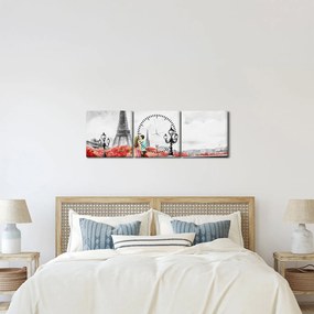 Kép - szerelmesek Párizsban (órával) (90x30 cm)