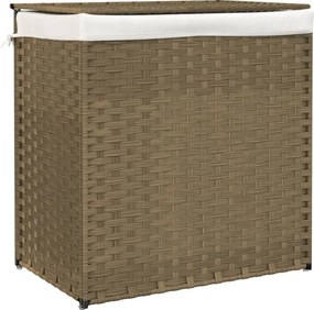 vidaXL polyrattan szennyeskosár 2 rekesszel 53x33x57 cm