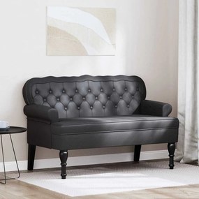 vidaXL Chesterfield Pad Fekete 119.5 x 64.5 x 75 cm Műbőr