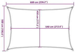 fekete HDPE napvitorla 160 g/m² 5 x 6 m