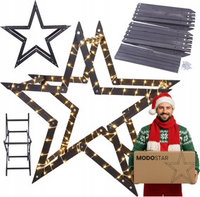 Karåcsonyi csillag 3D összecsukható könnyƱ összeszerelés ModoStar 114cm fa Fekete