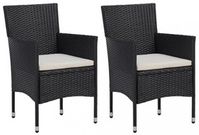 2 db fekete polyrattan kerti szék