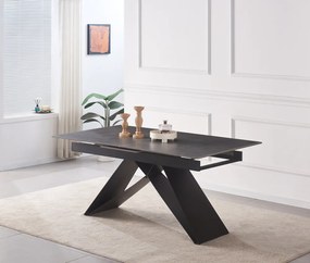 Kihúzható étkezőasztal, beton/fekete, 160-200x90 cm, MAJED