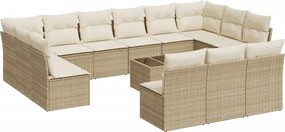vidaXL 14 részes bézs polyrattan kerti ülőgarnitúra párnával