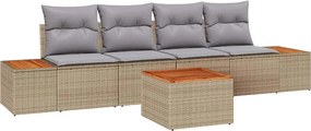 vidaXL Kerti Kanapé Szett párnával tárolóval 5 pcs Bézs Poli rattan