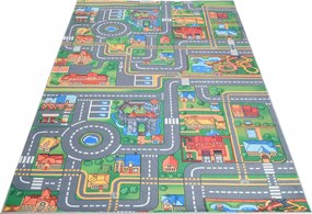 Gyerekszőnyeg Printed 200x200 Nyomtatott Színes Város Utcák Utak Kastély