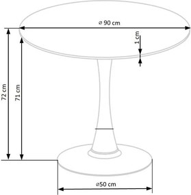 Ambrosio Üveg Étkezőasztal Fehér Márvány 90 cm