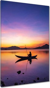Vászonkép 80x120 Esti horgászat naplementekor