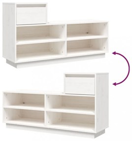 fehér tömör fenyőfa cipőszekrény 110 x 34 x 61 cm