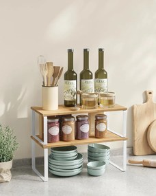 Bővíthető fűszertartó szekrénypolc rendező, 2 darabos, felhőfehér-bézs