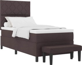 vidaXL Boxrugós ágy matracmal Sötét Barna 100 x 200 cm szövet