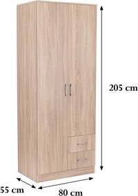 Miami gardróbszekrény 80x205 cm sonoma tölgy-sonoma tölgy