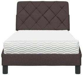 sötétbarna szövet ágy matraccal 80x200 cm