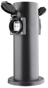 Solight PG10B kültéri 2 aljzatos, 230V, IP44, fekete, kerek oszlop