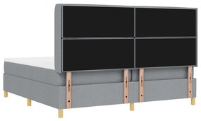 Box Tavaszi Ágy Matraccal Világosszürke 200x200 cm Szövet