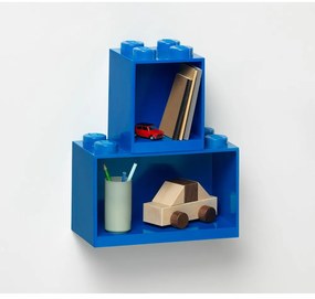Brick 2 db-os gyerek kék fali polc szett - LEGO®