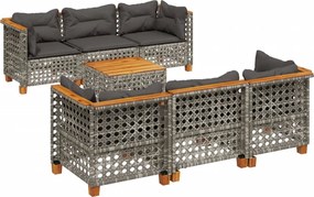 vidaXL 7 részes szürke polyrattan kerti ülőgarnitúra párnákkal