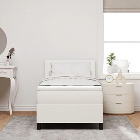 Box Spring Ágy matraccal Krém Egyszemélyes Kordbársony Szövet