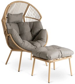 Rattan fotel bézs-szürke színben Portland
