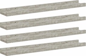 vidaXL 4 db betonszürke fali polc 60 x 9 x 3 cm