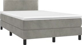 vidaXL világosszürke bársony rugós ágy matraccal 120 x 190 cm