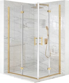 Zuhanykabin 120x80cm összecsukható ajtó arany Esg üveg 6mm bevonat