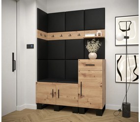 Előszobabútor Amanda 10 (artisan tölgy + fekete öko-bőr). 1085946
