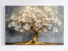 Poszter Arany Fa Glamour Fehér Virágok Dekoráció 60x40