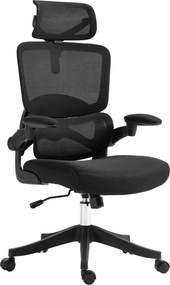 Vinsetto Magasságban Állítható Irodai Szék Dönthető Funkcióval, Állítható Karfákkal és Deréktámasz - 62x58x120-133 cm, Fekete | Aosom