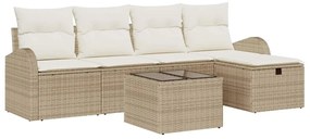 vidaXL Kerti Kanapé Szett párnával tárolóval 6 pcs Bézs Poli rattan