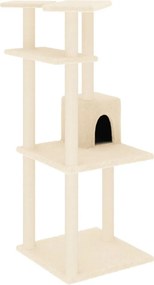 vidaXL krémszínű macskabútor szizál kaparófákkal 123 cm
