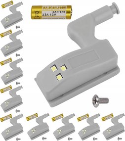 10x Zsanér lámpa szekrény ajtóhoz 3 Led Akkumulátor