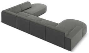 Szürke bársony sarokkanapé (jobb oldali) Jodie - Micadoni Home