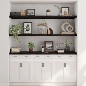 sötétbarna kezelt tömör tölgyfa fali polc 160 x 50 x (2-4) cm