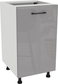 Konyhaszekrény alsó 45 Capri korpusz Fehér front Szürke Akril Fényes