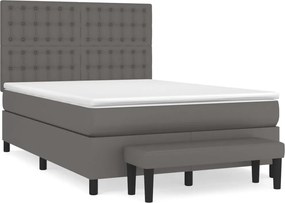 vidaXL szürke műbőr rugós ágy matraccal 140x190 cm