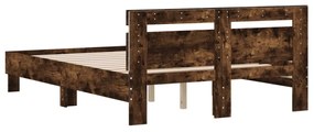 füstös tölgy színű ágykeret fejtámlával és LED-del 120x190 cm