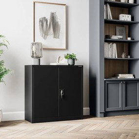 Alacsony fém irattartó szekrény BEATA, 900 x 930 x 400 mm, fekete