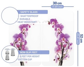 Edzett üveg tűzhely fedőlap szett 2 db-os 30x52 cm Orchid – Wenko