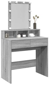 szürke sonoma színű fésülködőasztal LED-del 80 x 41 x 144,5 cm