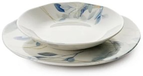 24 darabos porcelán étkészlet, fehér/kék