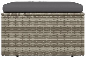 Szürke polyrattan kerti lábtartó párnával 55 x 55 x 30 cm