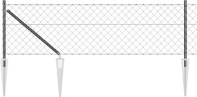 vidaXL Kerítésoszlop Szürke 10 x 0,4 m (60 x 60 mm háló) Acél és PVC