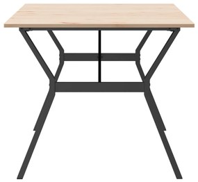tömör fenyőfa és öntöttvas étkezőasztal Y-vázzal 180x90x75 cm