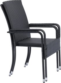 Juskys Rattan székek Yoro 2 db - fekete