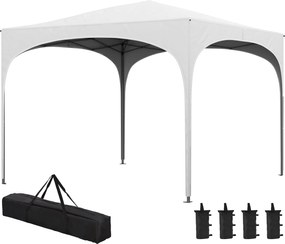 Outsunny 3x3m Összecsukható Napernyő Kerti Pavilon Állítható Magassággal Vízálló Anti-UV Hordtáskával és Homokzsákokkal Kültéri Terasz Fehér | Aosom